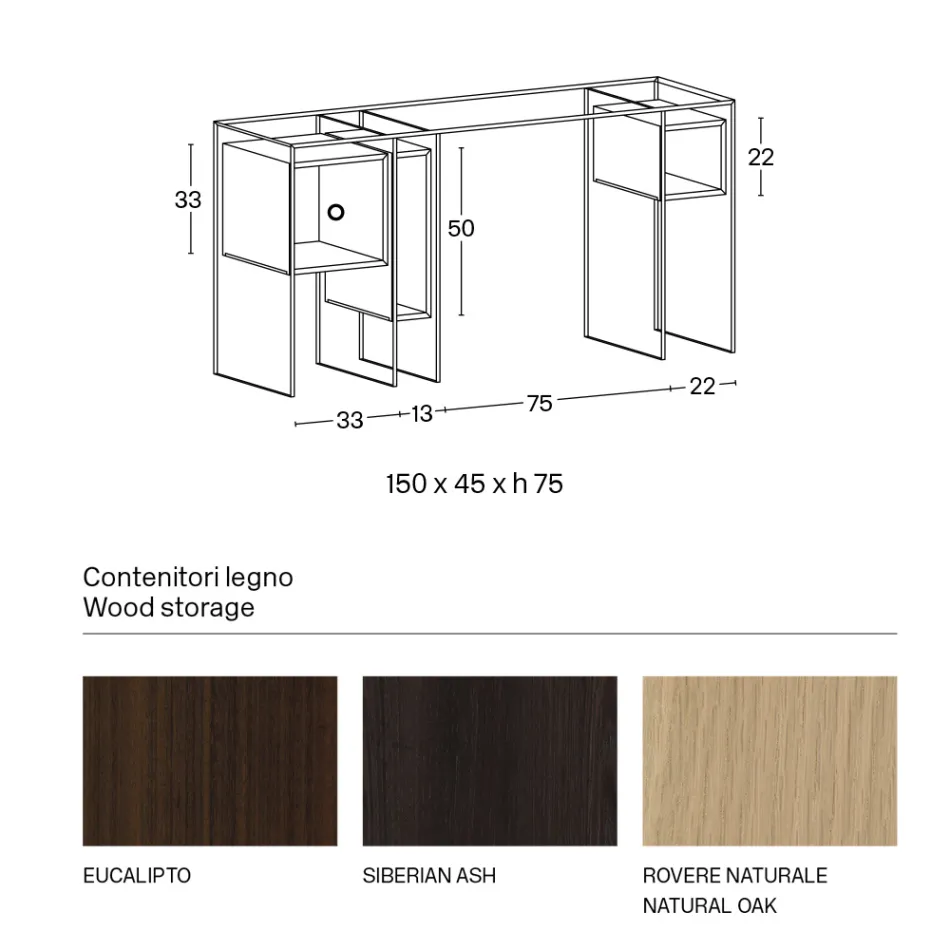 Escritorio consola en madera y vidrio extraclaro Made in Italy - Damiano viadurini