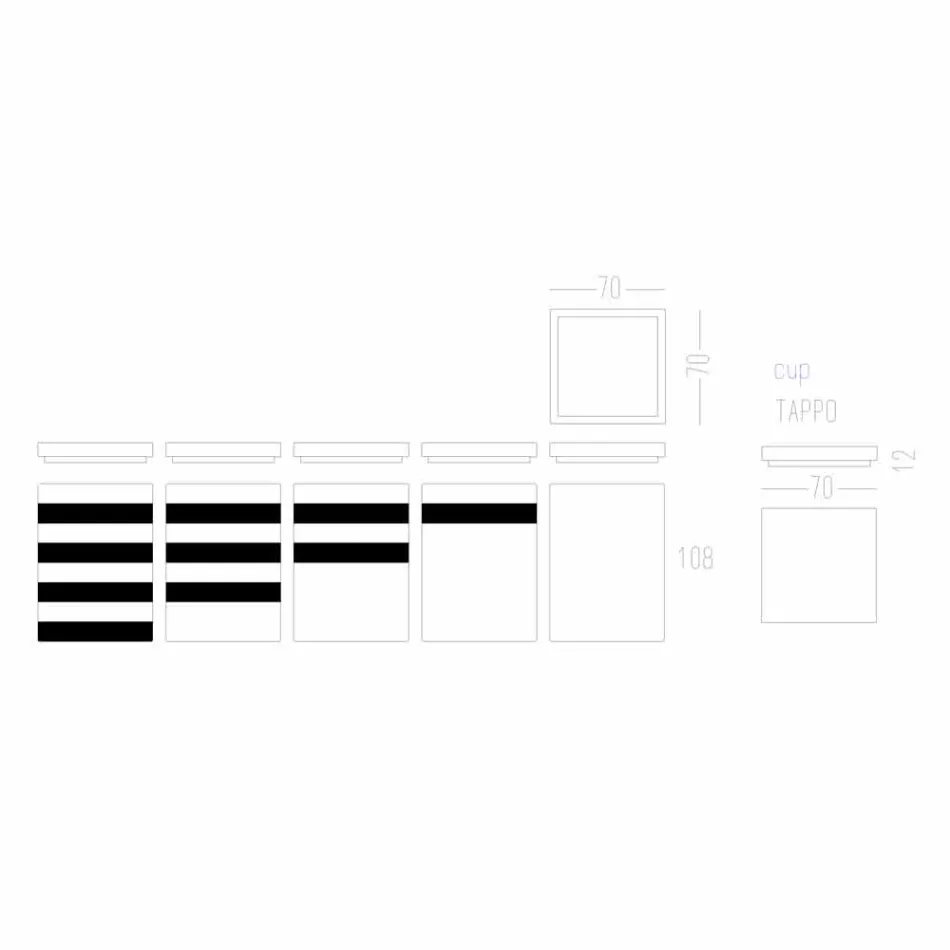 Recipiente para Especias con Tapa en Corian Blanco y Negro 5 Acabados - Picante viadurini