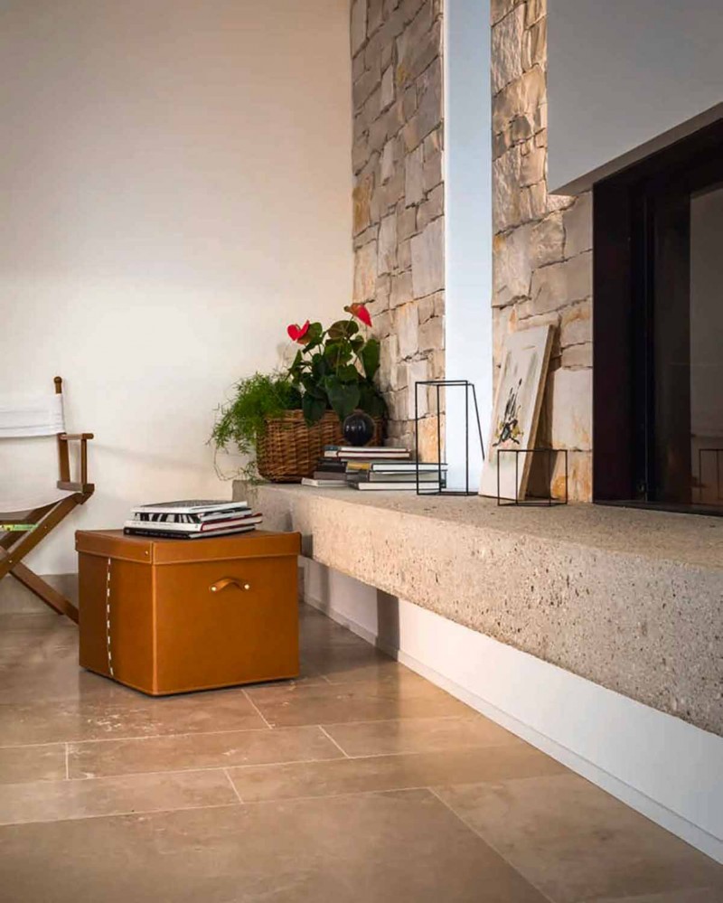 Caja de almacenamiento de cuero de diseño Made in Italy