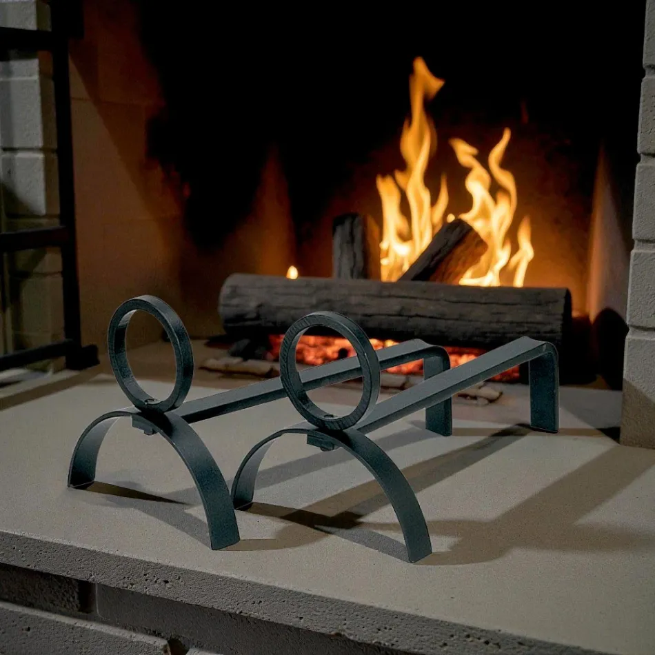 Par de morillos de chimenea de metal Altura 21 cm Made in Italy - Sari viadurini