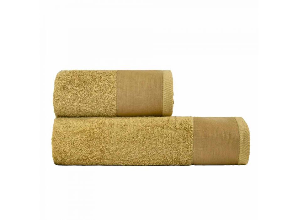 Par de toallas de baño de felpa de algodón y lino de colores - Senna viadurini