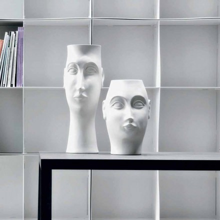 Par de adornos de cerámica con forma de cara, Made in Italy - Visage viadurini