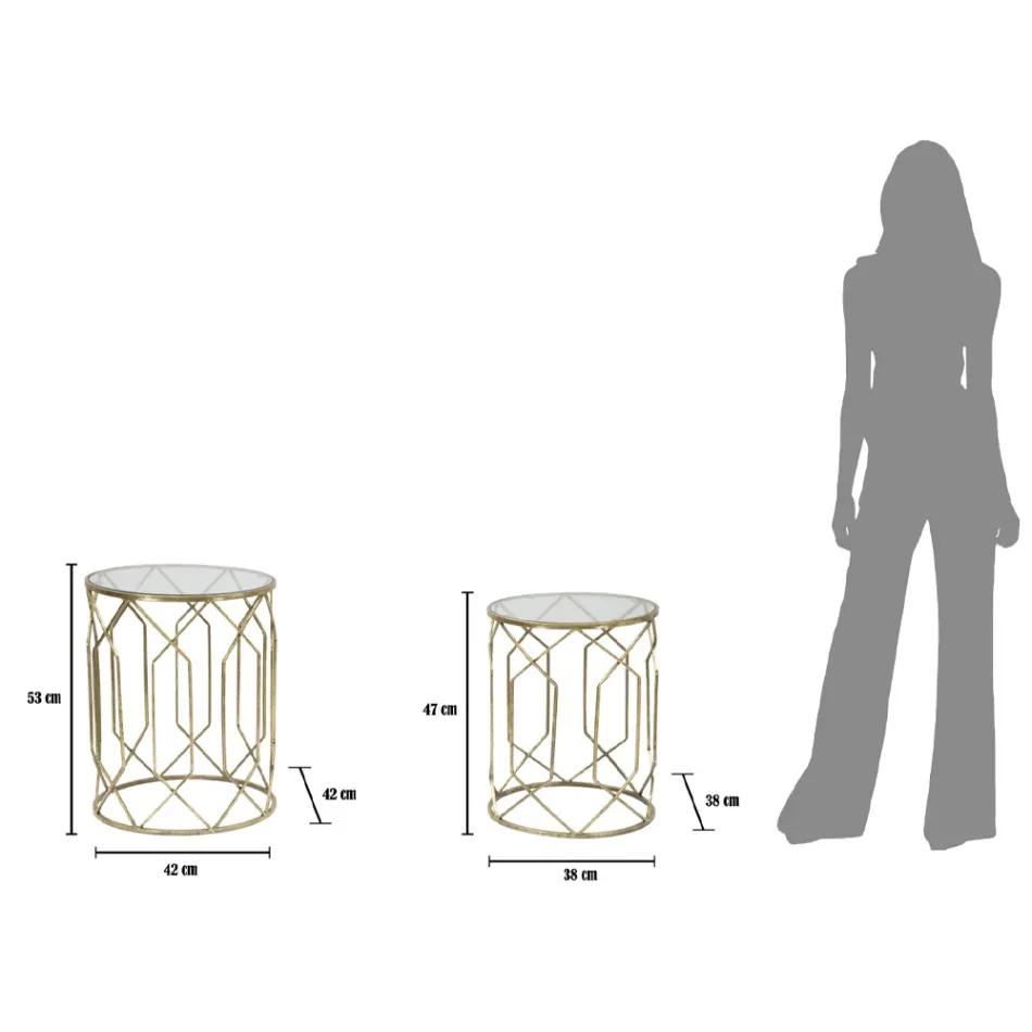 Par de Mesitas de Hierro con Tapa Redonda de Vidrio - Etro viadurini