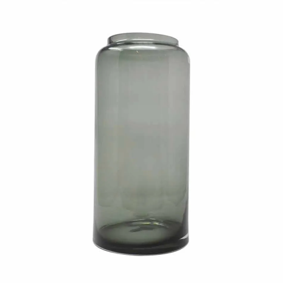 Par de jarrones decorativos en vidrio de color azul y ahumado, diseño moderno - Adriano viadurini