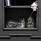 Par de jarrones decorativos de vidrio soplado transparente, Made in Italy - Pedro viadurini