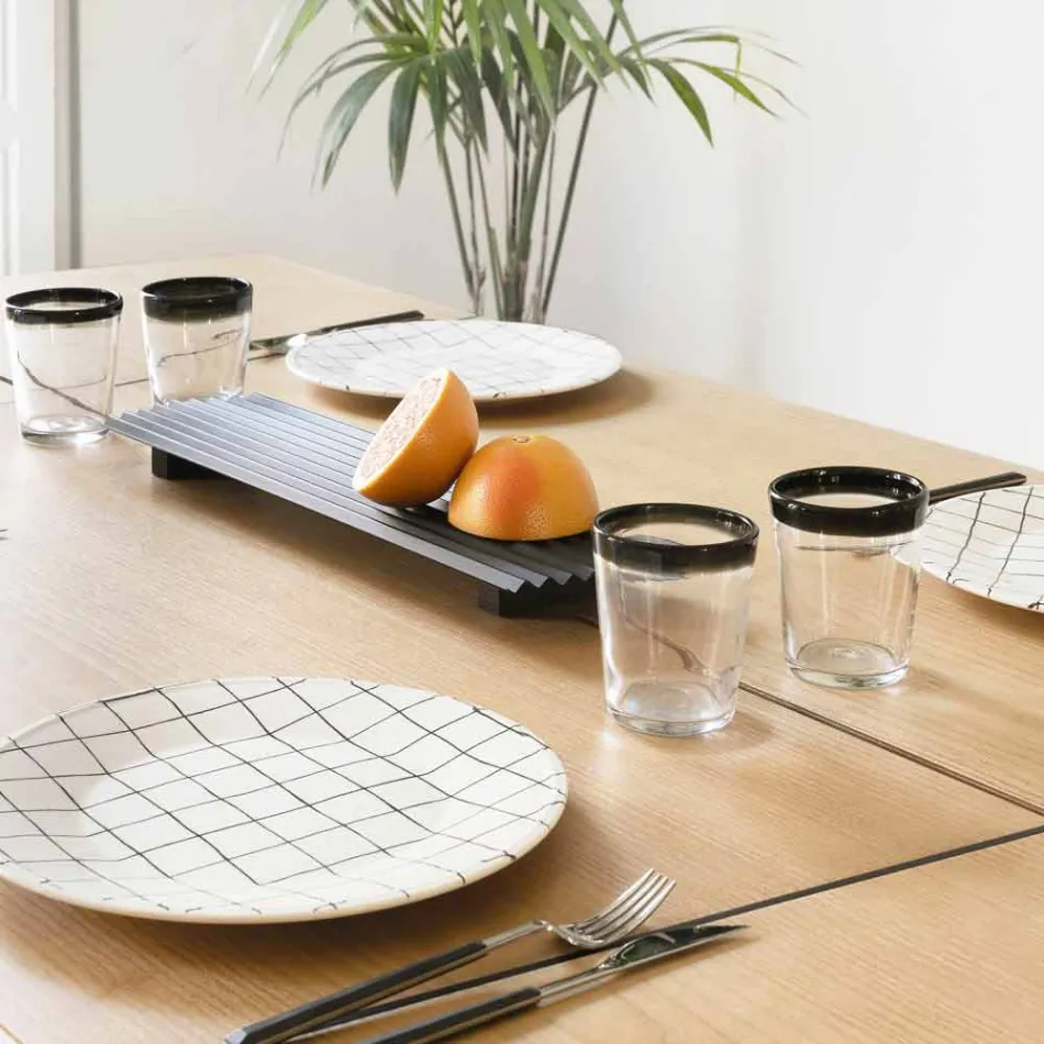 Par de bandejas en acero lacado negro o dorado de diseño moderno - Savona viadurini