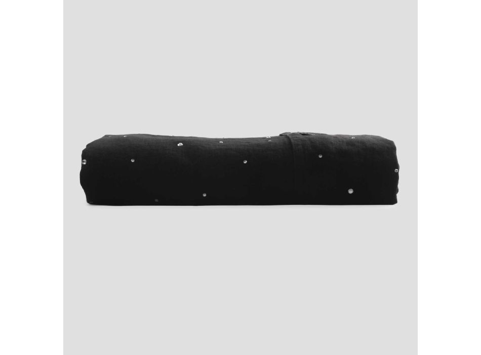 Funda nórdica de lino negro con cristales para cama doble de lujo - Damante viadurini