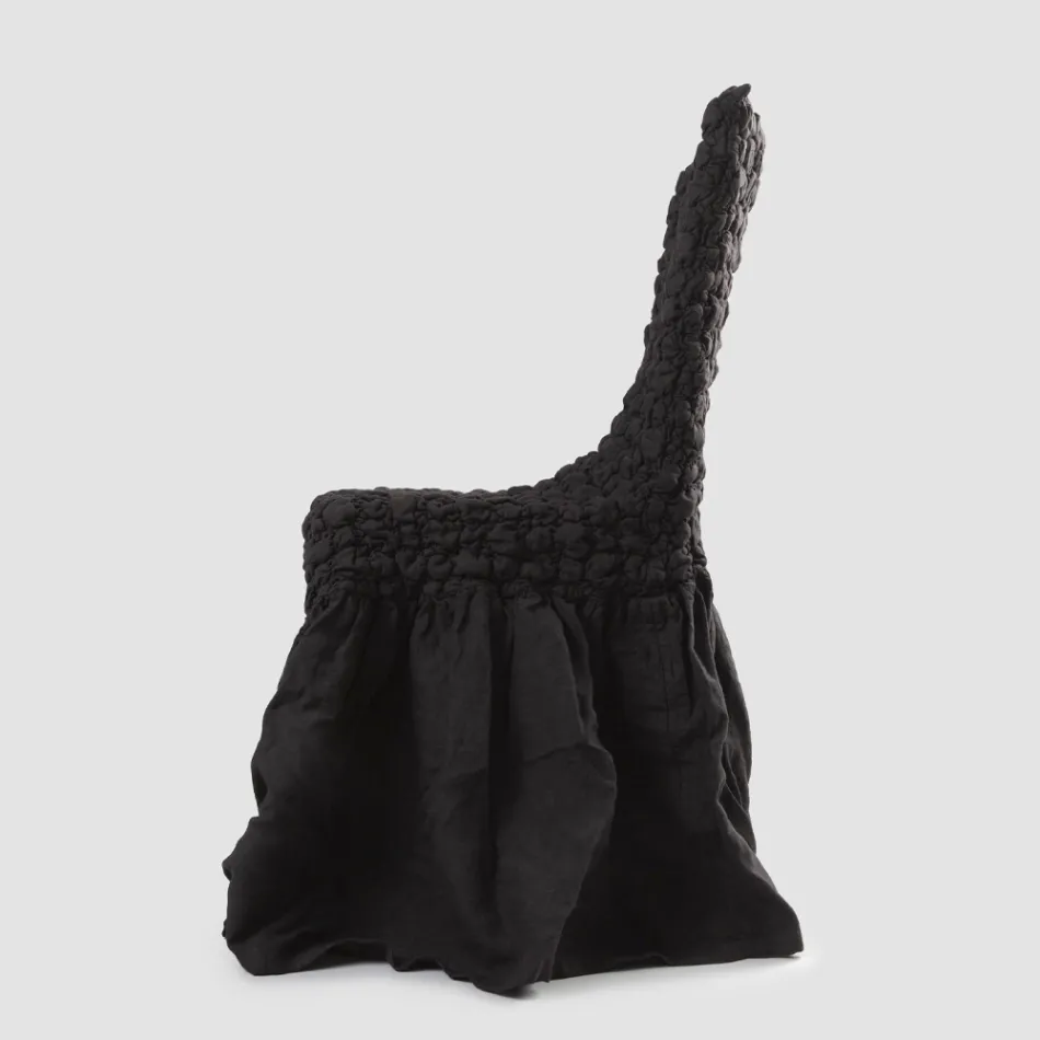 Elegante Funda de Silla con Respaldo para Salón en Lino Bordado - Panteo viadurini