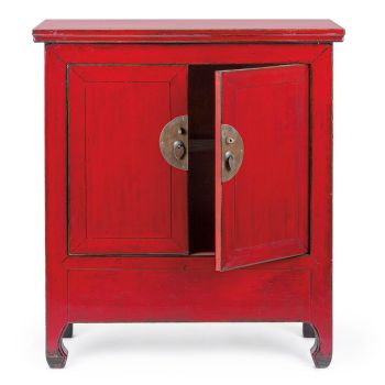 Aparador bajo vintage con 2 puertas en madera de olmo rojo Homemotion - Konan