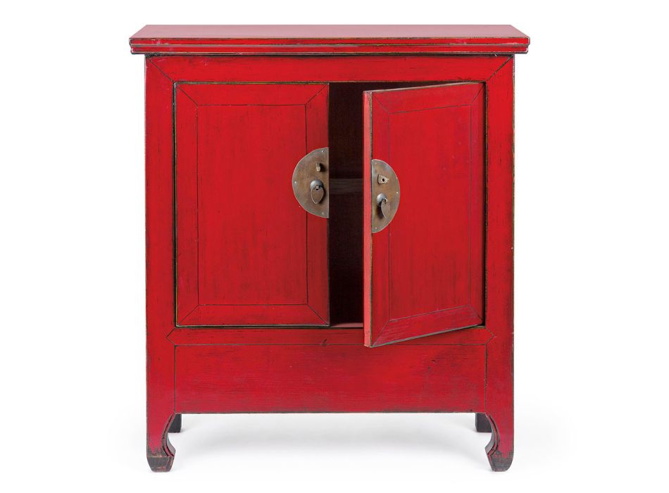 Aparador bajo vintage con 2 puertas en madera de olmo rojo Homemotion - Konan viadurini