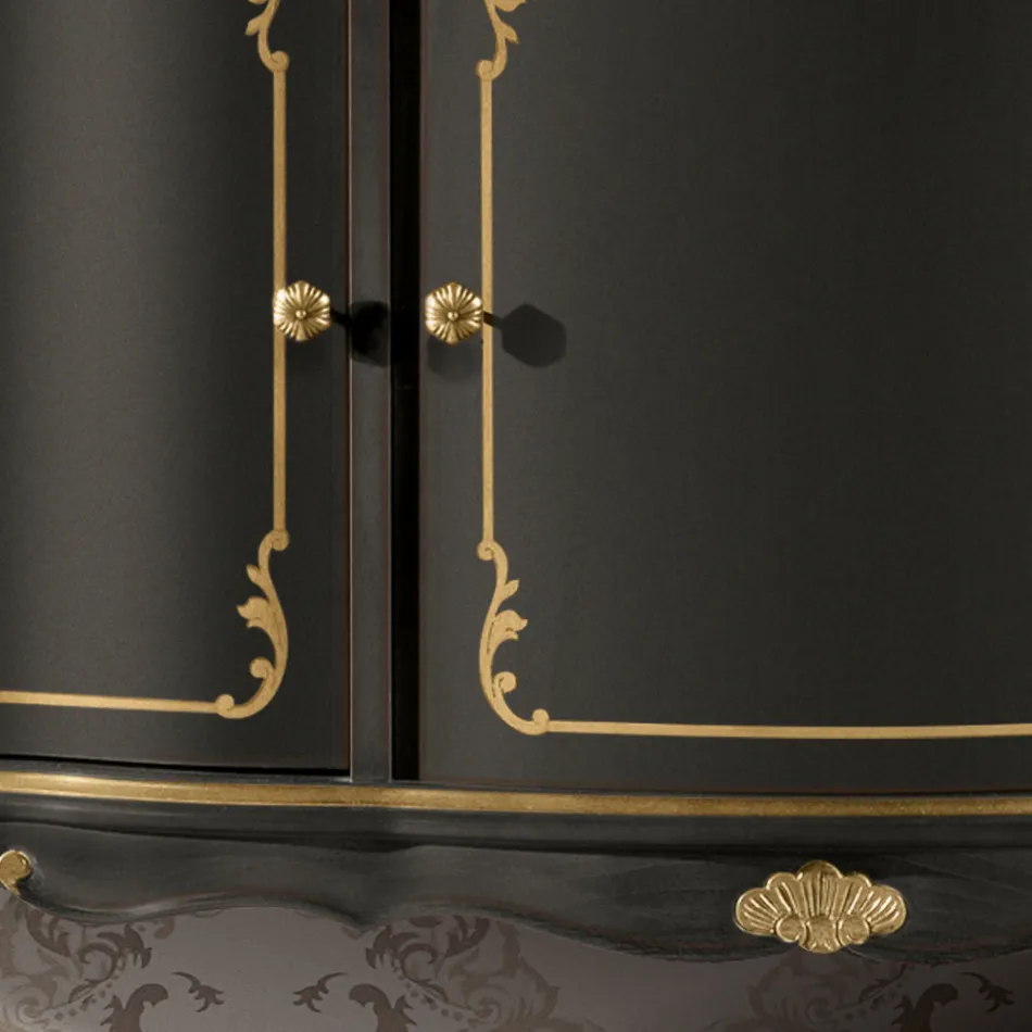 Aparador de lujo con 3 puertas y 3 cajones de madera Made in Italy - Leonor viadurini