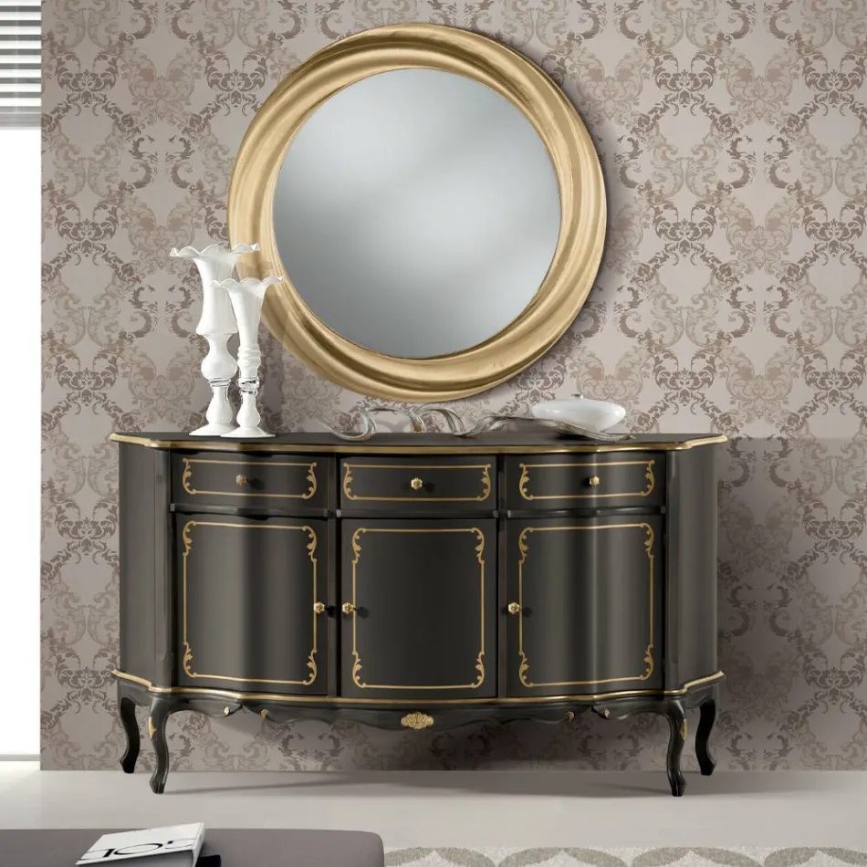 Aparador de lujo con 3 puertas y 3 cajones de madera Made in Italy - Leonor viadurini