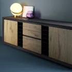 Aparador chapado en aglomerado de álamo Made in Italy - Leone viadurini