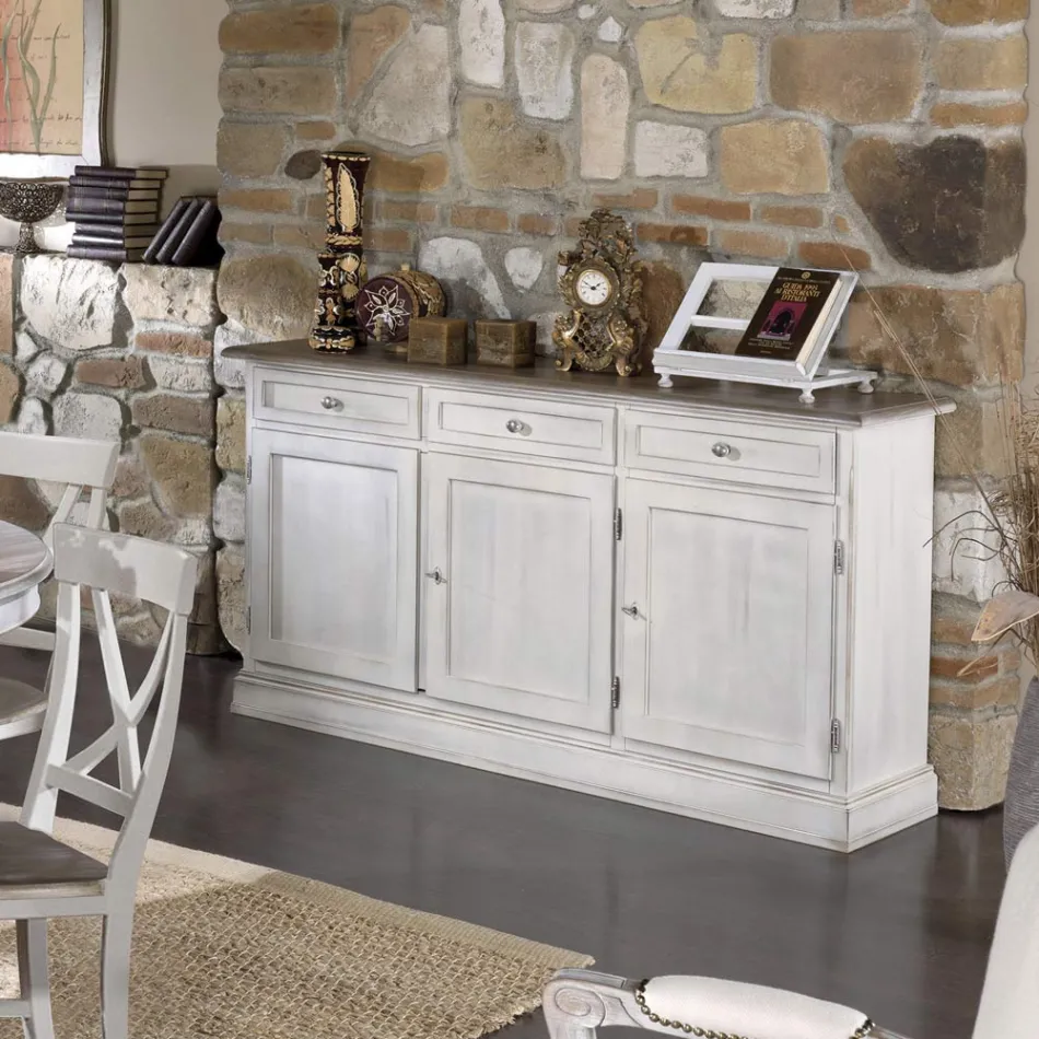 Aparador de madera con 3 cajones y 3 puertas Made in Italy - Uller viadurini