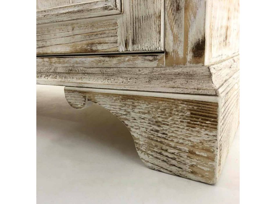 Aparador de madera maciza de abeto con estantes internos Made in Italy - Pierrot viadurini