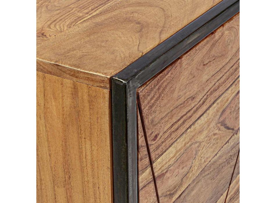 Aparador en madera de acacia y acero 3 o 4 puertas Homemotion - Cristoforo