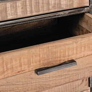 Aparador de estilo industrial en madera de acacia y acero Homemotion - Zompo