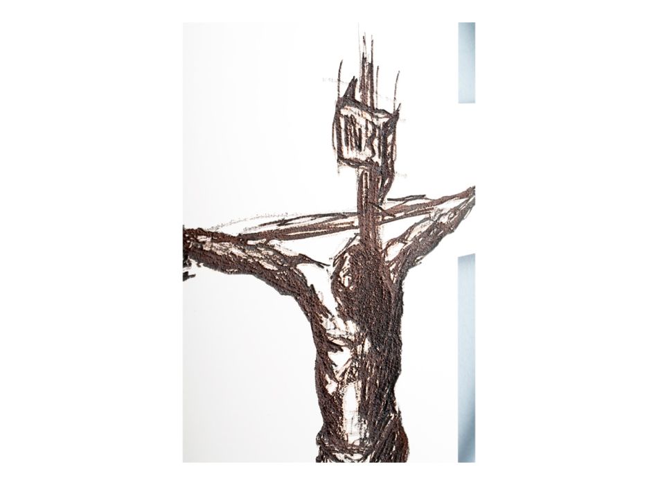 Crucifijo Blanco y Gris Realizado con Grabado Láser Made in Italy - Egle viadurini
