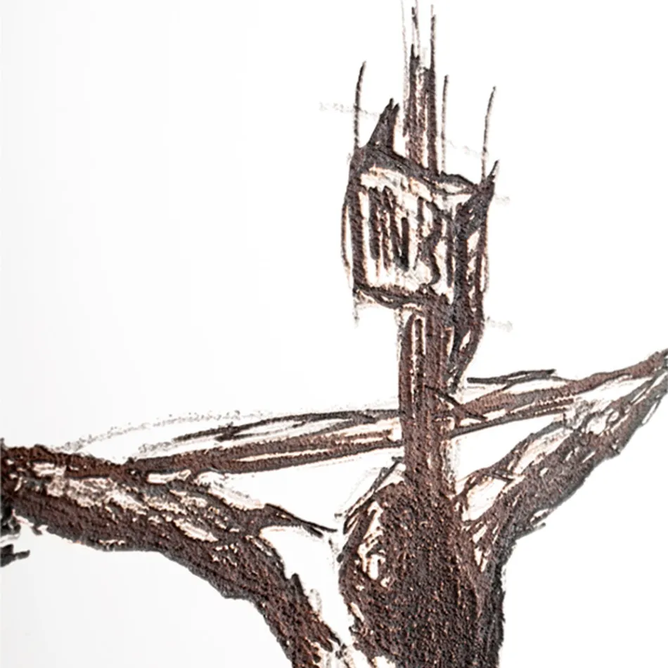 Crucifijo Blanco y Gris Realizado con Grabado Láser Made in Italy - Egle viadurini