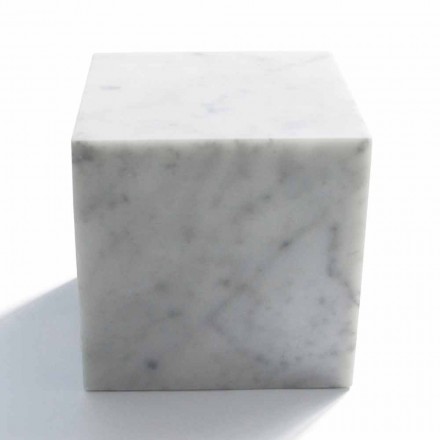 Pisapapeles de diseño de cubo en mármol blanco satinado de Carrara hecho en Italia - Qubo viadurini