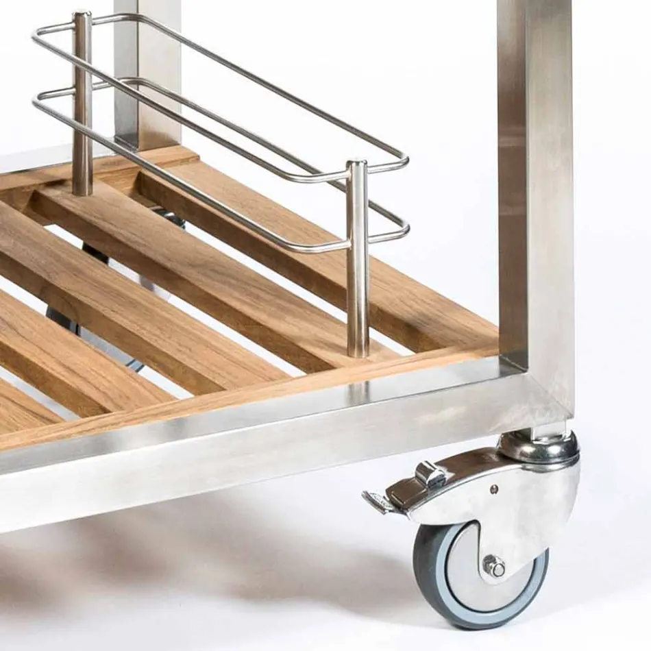 Cocina exterior en acero y madera con Teppanyaki - Buoncalliope viadurini