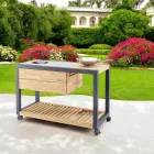 Cocina de exterior 140x65x93 cm de teca maciza y aluminio - Convivial viadurini