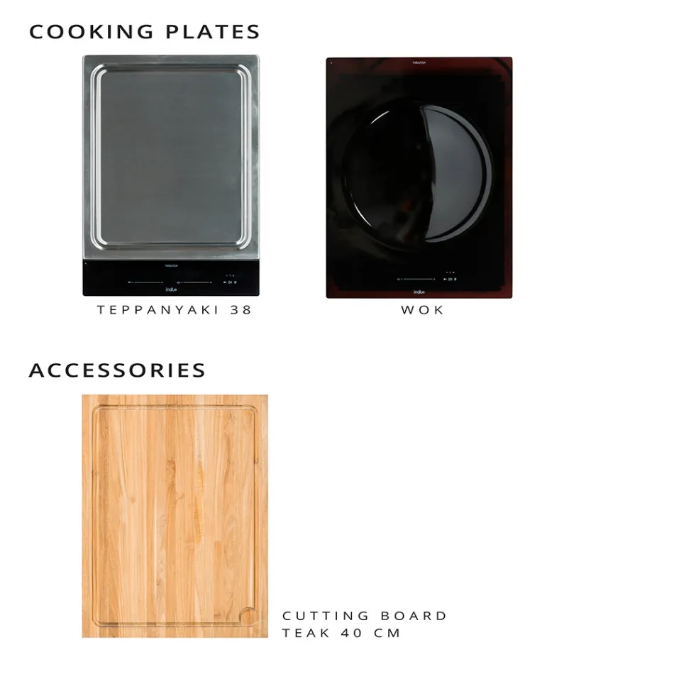 Cocina de exterior 141x70x93 cm de teca maciza y aluminio - Stilosa viadurini