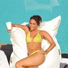 Cojín de relajación para exteriores Nube en cuero ecológico náutico blanco Trona viadurini