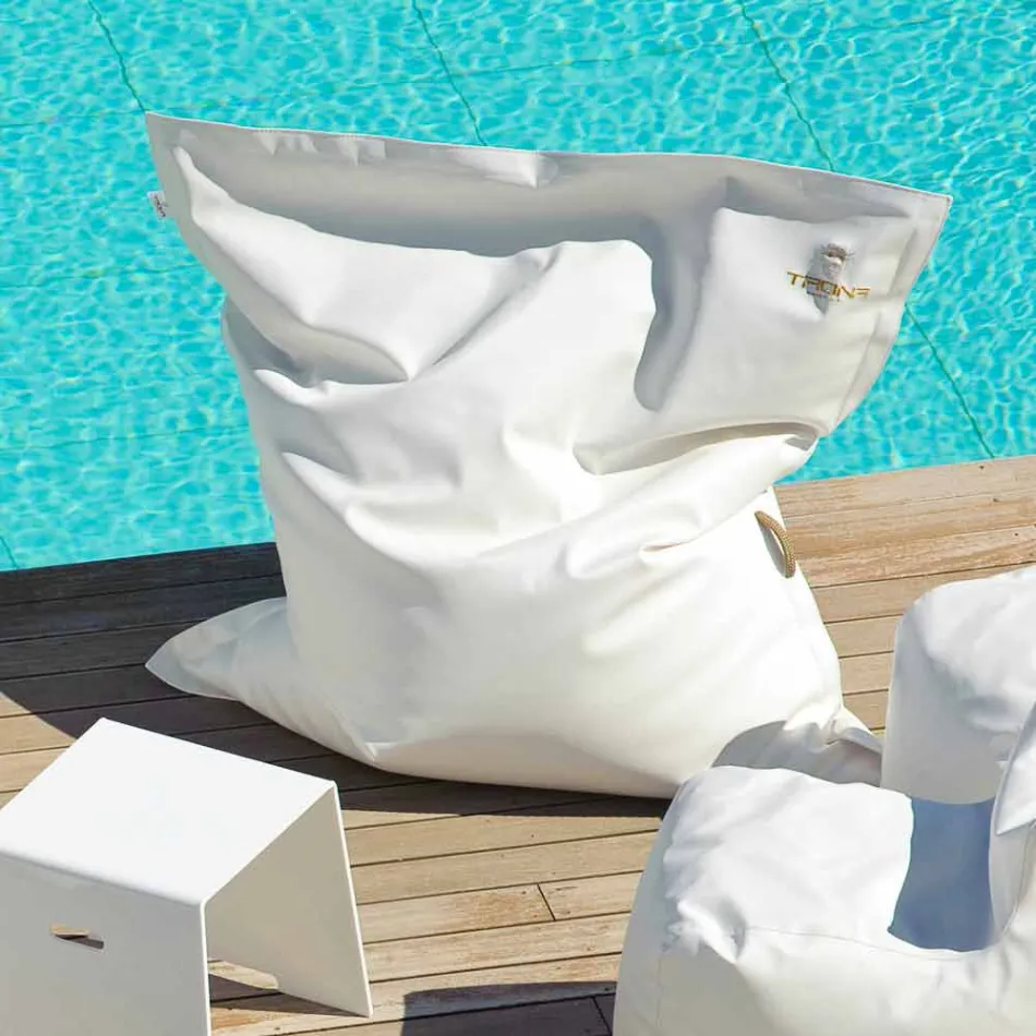 Cojín de relajación para exteriores Nube en cuero ecológico náutico blanco Trona viadurini