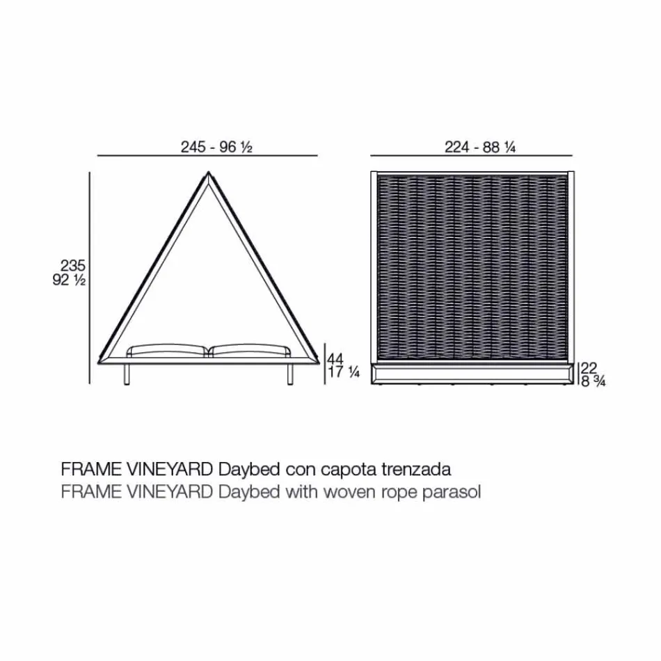 Tumbona de jardín de lujo de aluminio y tela - Frame Vineyard by Vondom viadurini