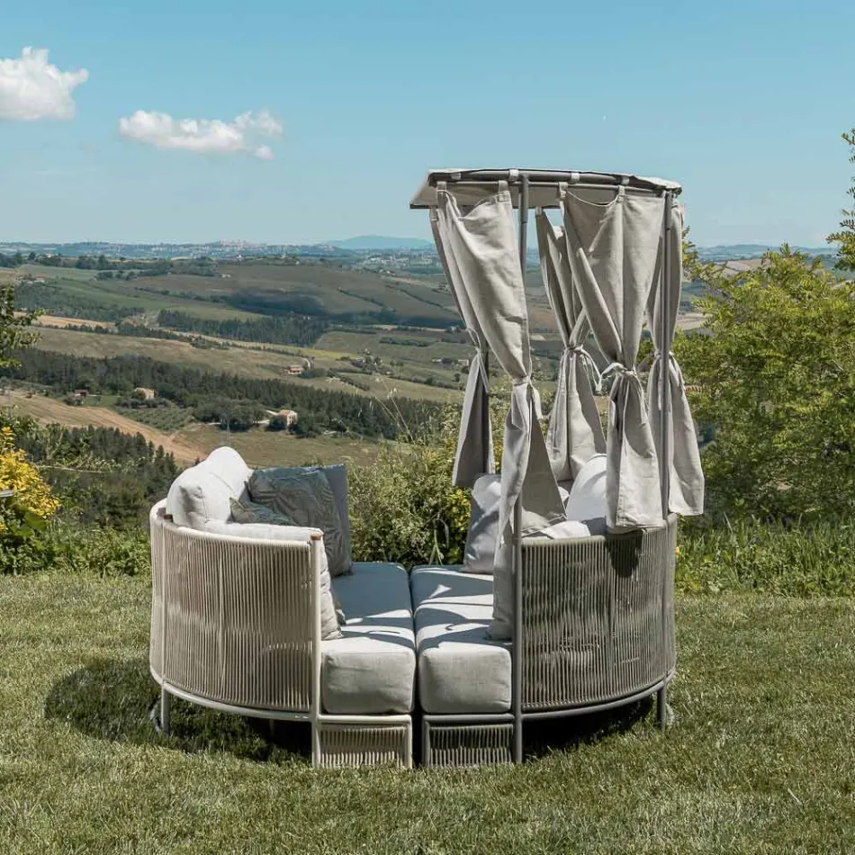 Tumbona de jardín de teca, aluminio y cuerda ROPE+ con cojines - Arcangelo viadurini