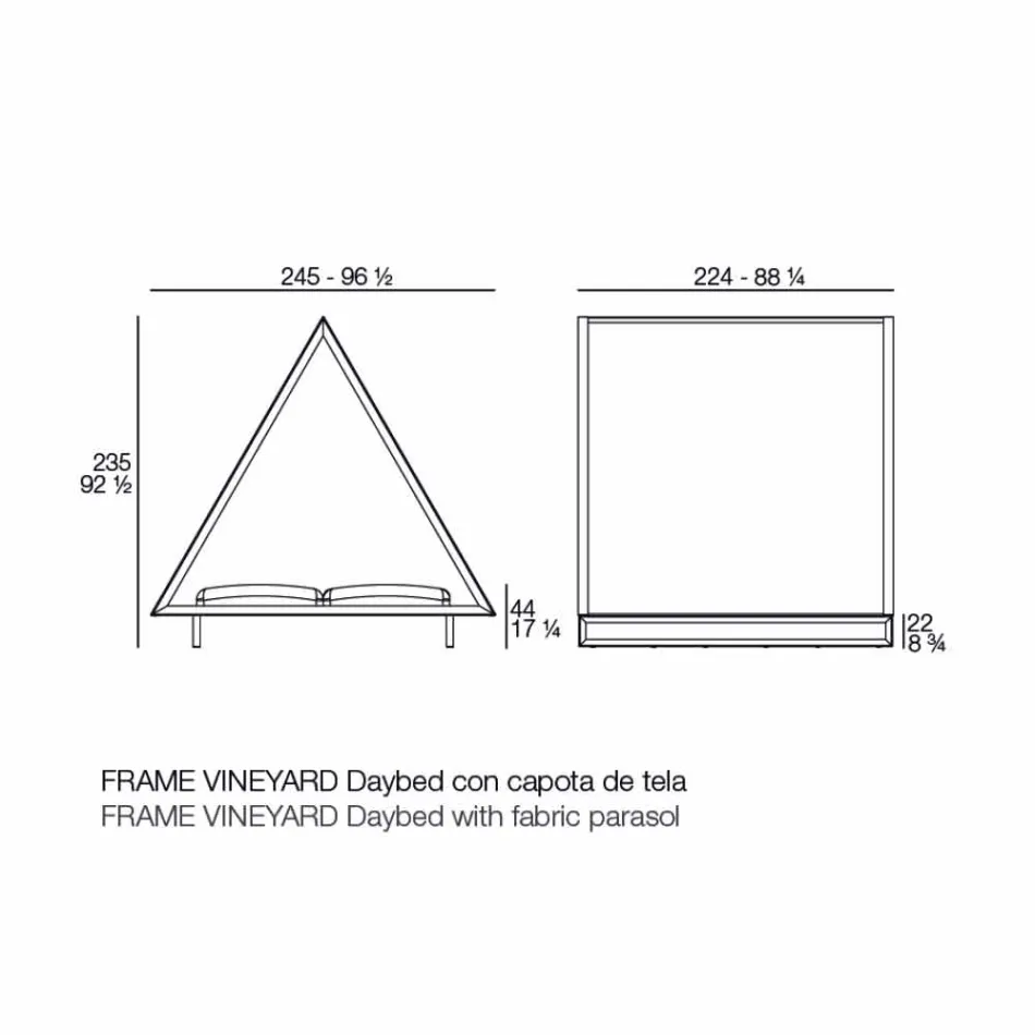 Sofá cama para exterior en aluminio y tela de diseño de lujo - Frame Vineyard by Vondom viadurini