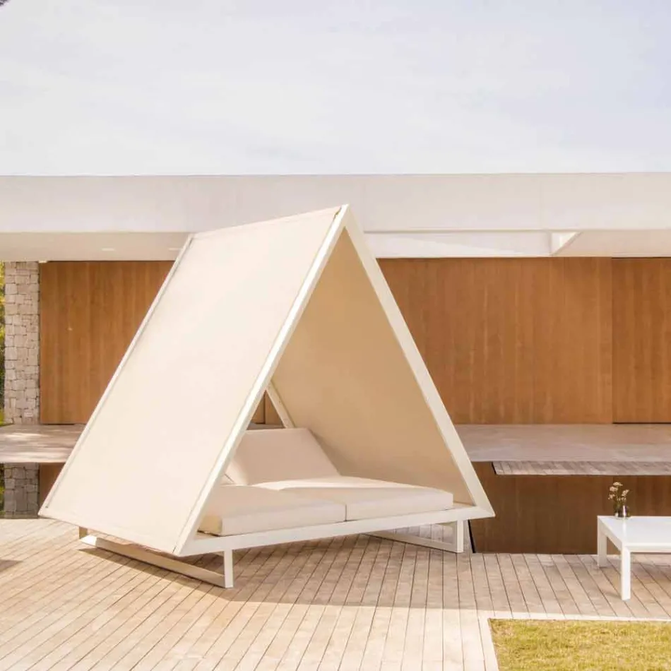 Sofá cama para exterior en aluminio y tela de diseño de lujo - Frame Vineyard by Vondom viadurini