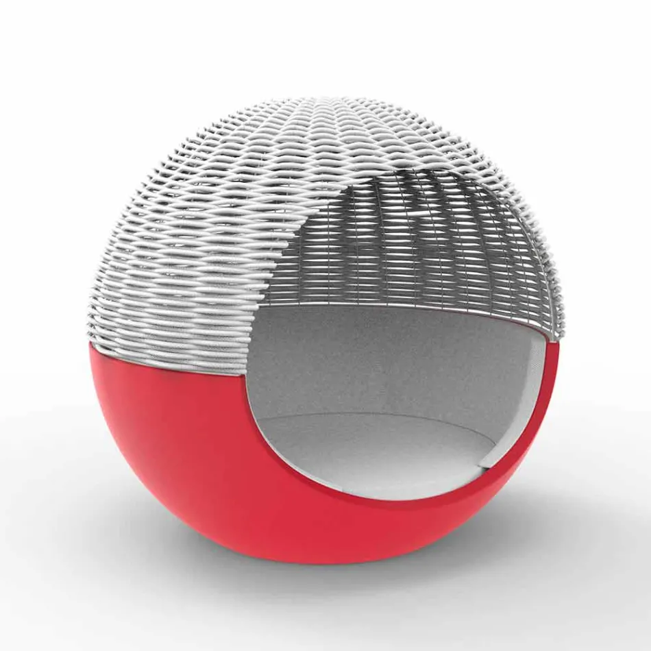 Tumbona de jardín de lujo con diseño redondo con cuerda trenzada - Ulm Moon by Vondom viadurini