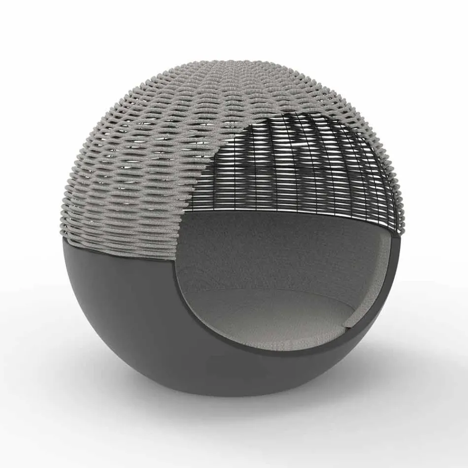 Tumbona de jardín de lujo con diseño redondo con cuerda trenzada - Ulm Moon by Vondom viadurini