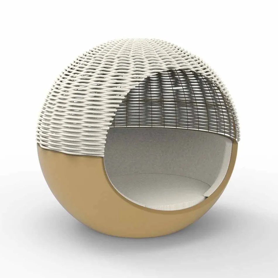 Tumbona de jardín de lujo con diseño redondo con cuerda trenzada - Ulm Moon by Vondom viadurini