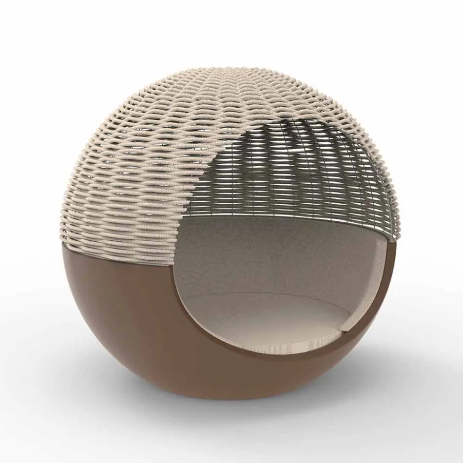 Tumbona de jardín de lujo con diseño redondo con cuerda trenzada - Ulm Moon by Vondom viadurini
