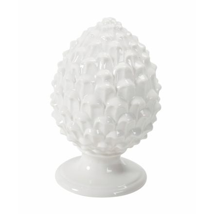 Decoración de soporte de diseño de cono de pino en cerámica blanca o turquesa - Jenga viadurini