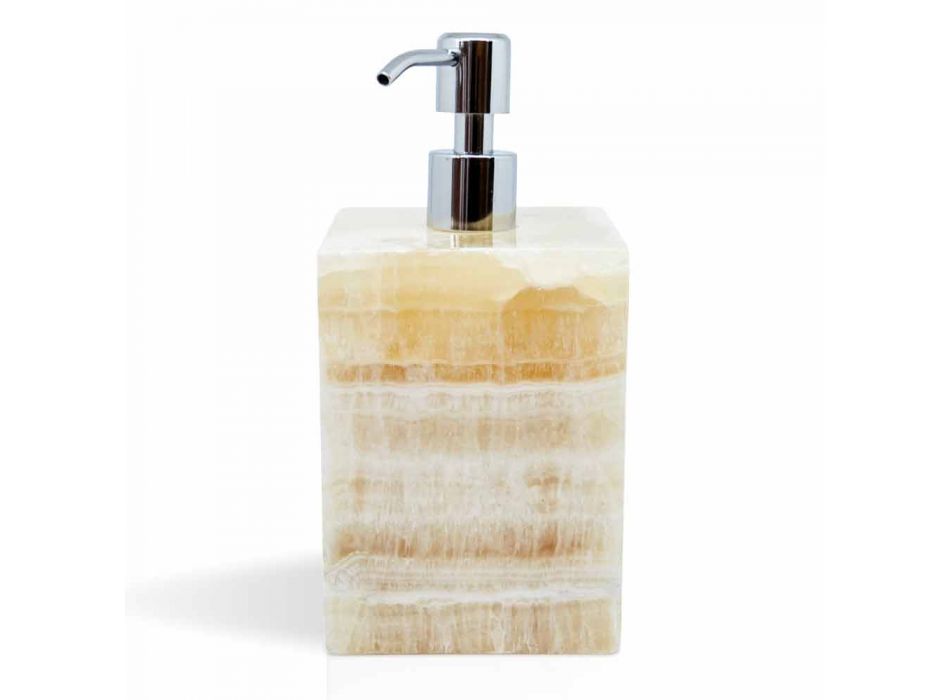 Dispensador de jabón líquido de baño de diseño cuadrado en mármol de Portoro - Maelissa viadurini