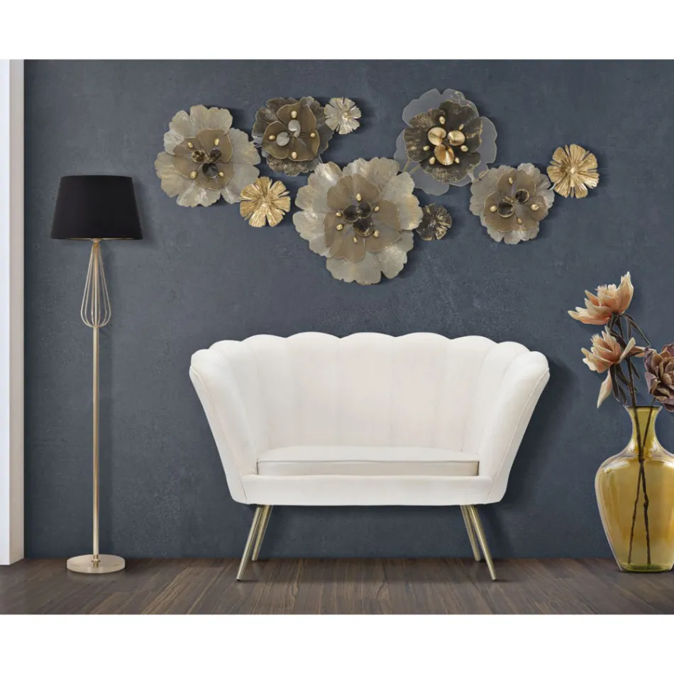 Sofá moderno de 2 plazas de terciopelo con patas de hierro dorado - Annina viadurini