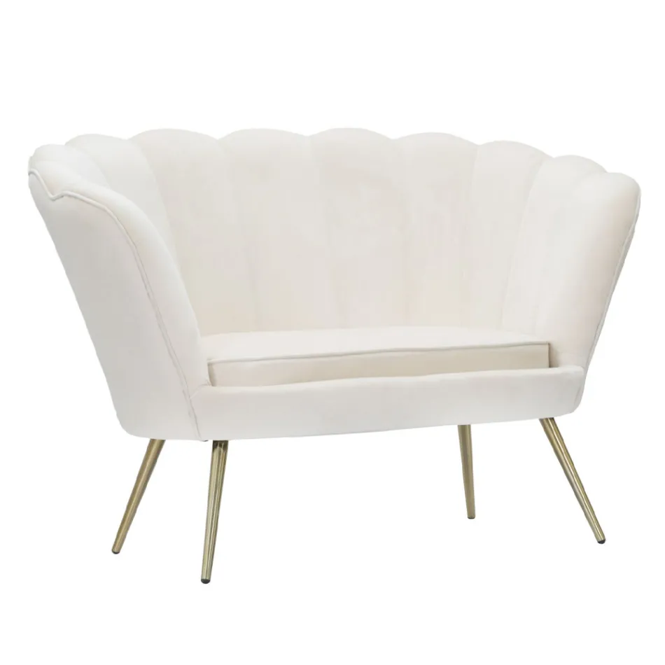 Sofá moderno de 2 plazas de terciopelo con patas de hierro dorado - Annina viadurini