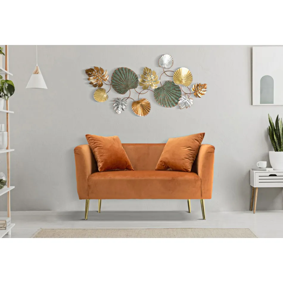 Sofá de dos plazas en terciopelo de diseño, estructura de madera y hierro - Renita viadurini