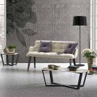 Sofá moderno con asiento tapizado en tela Made in Italy - Clera viadurini