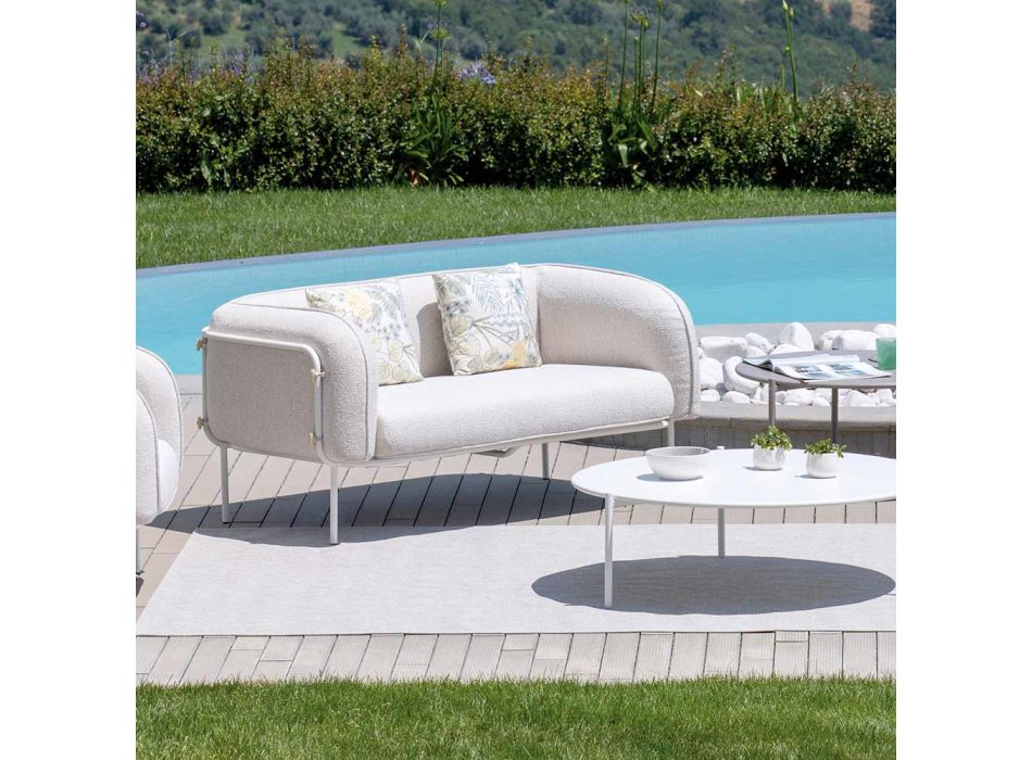 Sofá de exterior de 2 plazas con asiento acolchado Made in Italy - Macetero viadurini