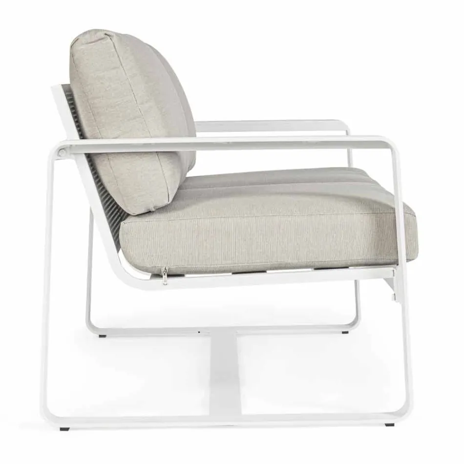 Sofá de 2 plazas para exterior en aluminio con cojines de tela - Mirea viadurini