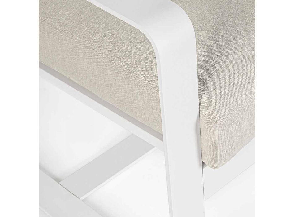 Sofá de 2 plazas para exterior en aluminio con cojines de tela - Mirea viadurini