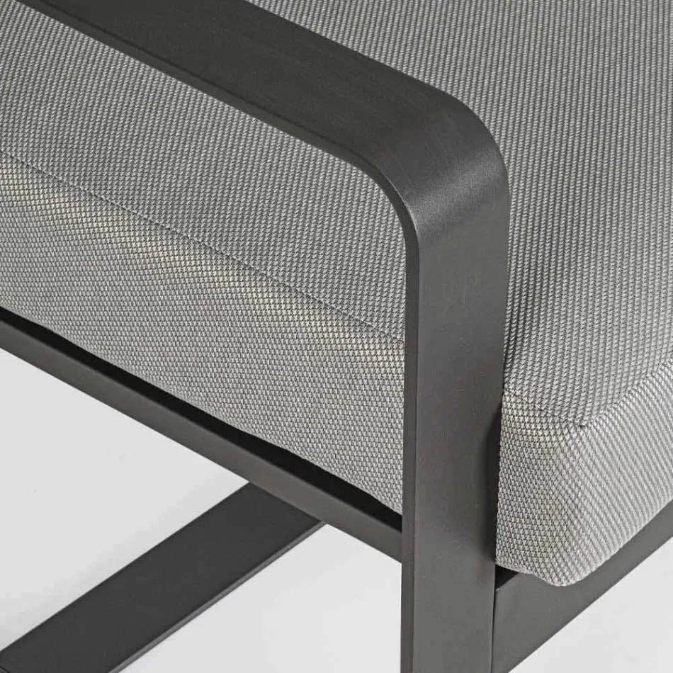 Sofá de 2 plazas para exterior en aluminio con cojines de tela - Mirea viadurini