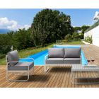 Sofá de exterior de 2 plazas en aluminio y cojines tapizados en poliéster - Avoir viadurini