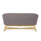 Sofá de exterior de 2 plazas en tela con estructura de teca, Homemotion - Azeno viadurini