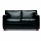 Sofá de 2 plazas de cuero con pies de madera de nogal Made in Italy - Alessandria viadurini